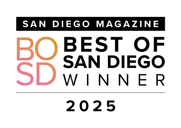 Best of San Diego 2025 Winner badge from San Diego Magazine awarded to VIP Cleaners and Laundry